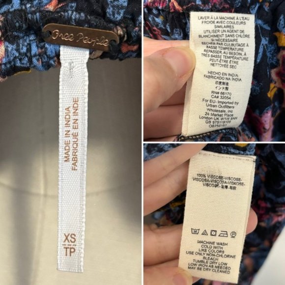 Free People Free Spirited Off The Shoulder Top Bell Sleeve Boho Floral Blouse XS - Picture 15 of 15